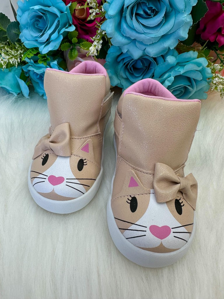 Tênis Bota Encanto de Criança Gatinha/Gata Rose-Nude Fashion - Conforto e Liberdade para Brincar | Bebeloo Kids