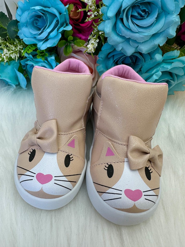Tênis Bota Encanto de Criança Gatinha/Gata Rose-Nude Fashion - Conforto e Liberdade para Brincar | Bebeloo Kids