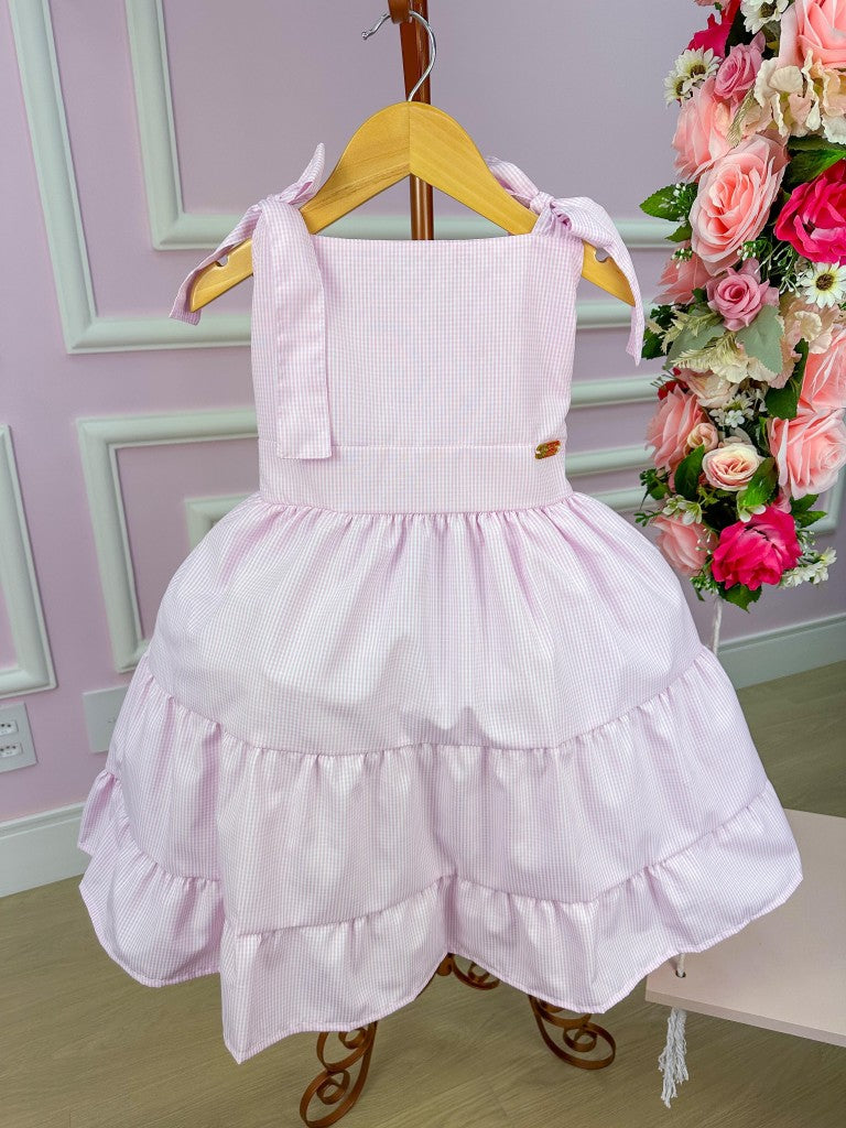 Vestido Banana Club Amelia Xadrez Rosa Bebe - Leveza e Elegância para Meninas | Bebeloo Kids