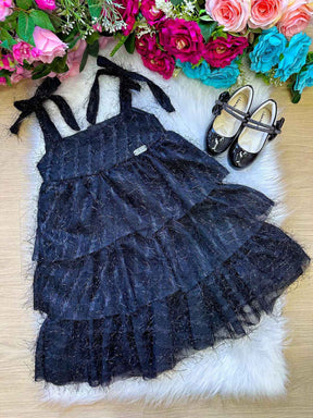 Vestido Banana Club Vitoria Preto - Leveza e Elegância para Meninas | Bebeloo Kids