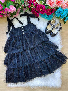 Vestido Banana Club Vitoria Preto - Leveza e Elegância para Meninas | Bebeloo Kids