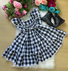 Vestido Banana Club Aline Xadrez Preto - Leveza e Elegância para Meninas | Bebeloo Kids