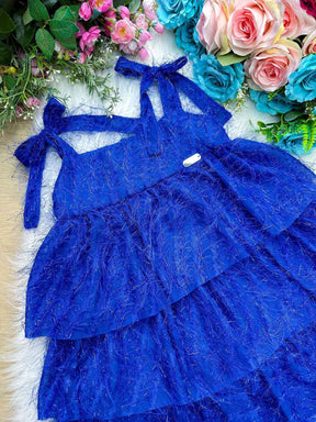 Vestido Banana Club Vitoria Azul Royal - Leveza e Elegância para Meninas | Bebeloo Kids