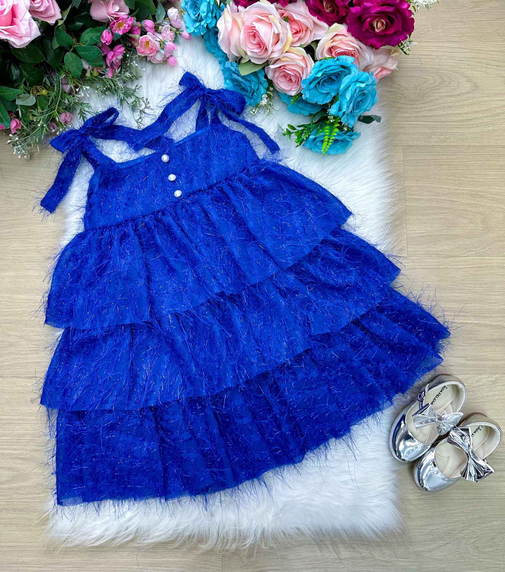 Vestido Banana Club Vitoria Azul Royal - Leveza e Elegância para Meninas | Bebeloo Kids