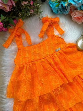 Vestido Banana Club Vitoria Laranja Neon - Leveza e Elegância para Meninas | Bebeloo Kids