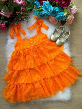 Vestido Banana Club Vitoria Laranja Neon - Leveza e Elegância para Meninas | Bebeloo Kids