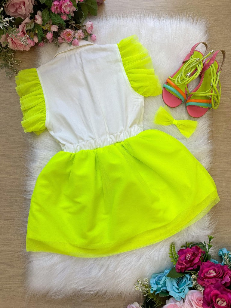 Vestido Blogueirinha Babado Rebeca Verde Neon - Leveza e Elegância para Meninas | Bebeloo Kids