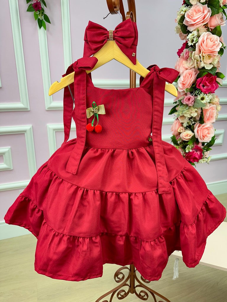 Vestido Blogueirinha Vermelho Cerejinha - Leveza e Elegância para Meninas | Bebeloo Kids