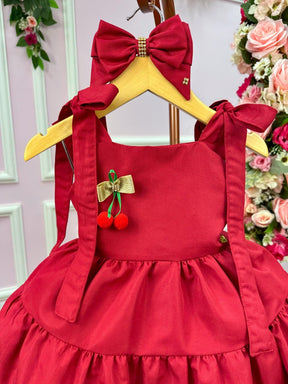 Vestido Blogueirinha Vermelho Cerejinha - Leveza e Elegância para Meninas | Bebeloo Kids