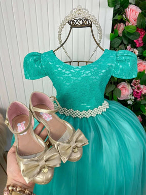 Vestido Enjoy Longo Laura Peito rendado Verde Tifanny - Leveza e Elegância para Meninas | Bebeloo Kids