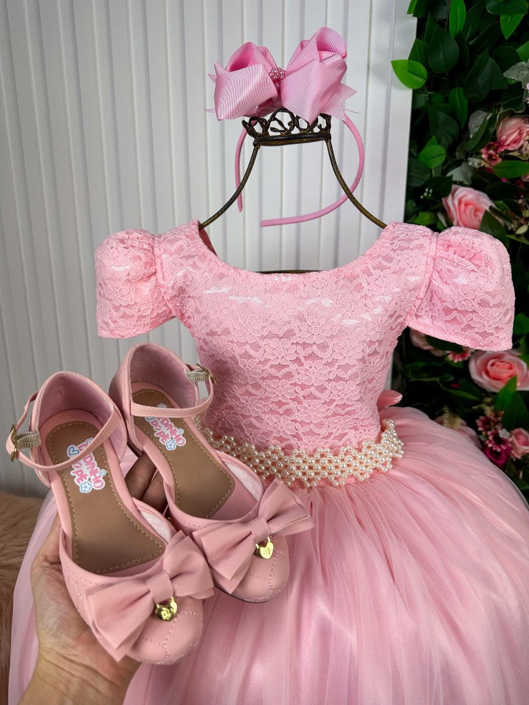 Vestido Enjoy Longo Laura Rosa Bebê Rendado - Leveza e Elegância para Meninas | Bebeloo Kids
