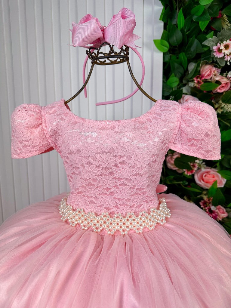 Vestido Enjoy Longo Laura Rosa Bebê Rendado - Leveza e Elegância para Meninas | Bebeloo Kids
