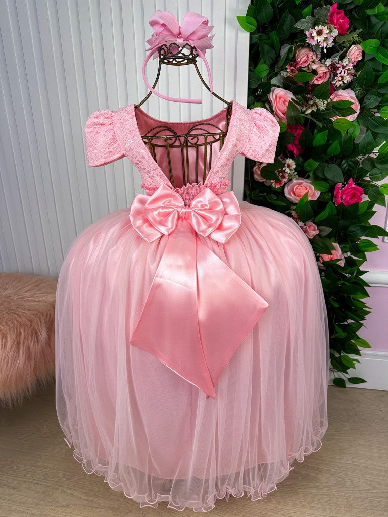Vestido Enjoy Longo Laura Rosa Bebê Rendado - Leveza e Elegância para Meninas | Bebeloo Kids