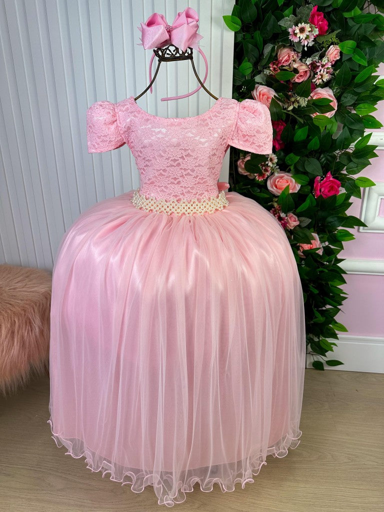 Vestido Enjoy Longo Laura Rosa Bebê Rendado - Leveza e Elegância para Meninas | Bebeloo Kids