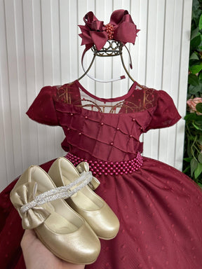 Vestido Giovanella/Giovanela Sonia Longo Marsala - Leveza e Elegância para Meninas | Bebeloo Kids