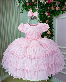 Vestido Infantil Menina Bonita 4 Saias Rosa Bebe - Leveza e Elegância para Meninas | Bebeloo Kids