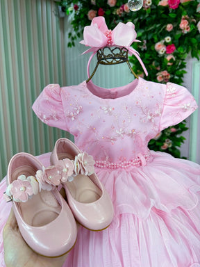 Vestido Infantil Menina Bonita 4 Saias Rosa Bebe - Leveza e Elegância para Meninas | Bebeloo Kids