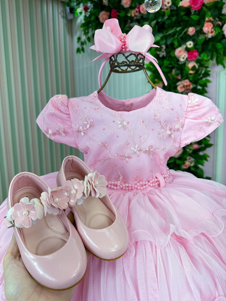 Vestido Infantil Menina Bonita 4 Saias Rosa Bebe - Leveza e Elegância para Meninas | Bebeloo Kids