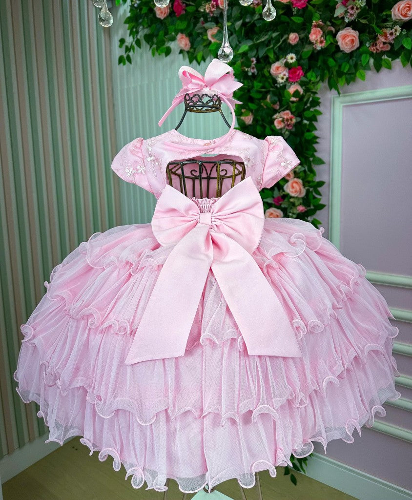 Vestido Infantil Menina Bonita 4 Saias Rosa Bebe - Leveza e Elegância para Meninas | Bebeloo Kids