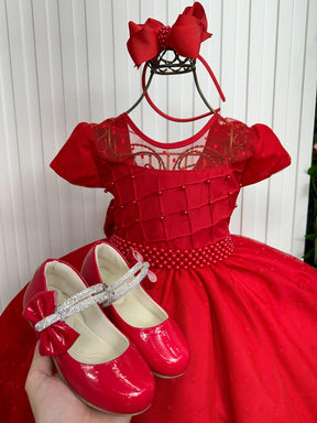Vestido Giovanella/Giovanela Sonia Longo Vermelho - Leveza e Elegância para Meninas | Bebeloo Kids