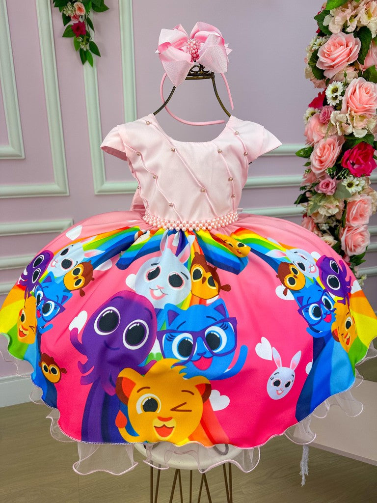 Vestido Infantil Temáticos da Gigi Peito Perolas Bolofofos - Bolo Fofos Rosa - Leveza e Elegância para Meninas | Bebeloo Kids