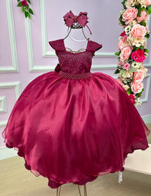 Vestido Giovanella/Giovanela Longo Valentina Marsala - Leveza e Elegância para Meninas | Bebeloo Kids