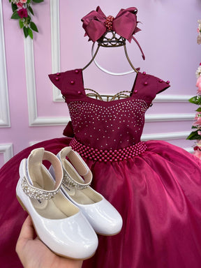 Vestido Giovanella/Giovanela Longo Valentina Marsala - Leveza e Elegância para Meninas | Bebeloo Kids