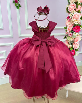 Vestido Giovanella/Giovanela Longo Valentina Marsala - Leveza e Elegância para Meninas | Bebeloo Kids