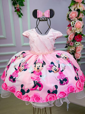 Vestido Infantil Temáticos da Gigi Minnie Minie Rosa - Leveza e Elegância para Meninas | Bebeloo Kids