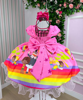Vestido Infantil Temáticos da Gigi Mundo Bita Rosa - Leveza e Elegância para Meninas | Bebeloo Kids