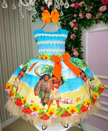 Vestido Infantil Temáticos Luxo Moana Modelo 2 - Leveza e Elegância para Meninas | Bebeloo Kids