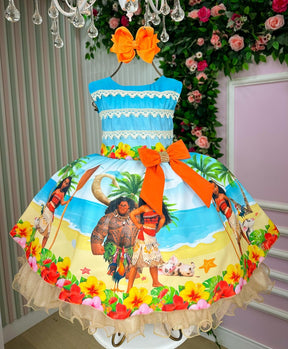 Vestido Infantil Temáticos Luxo Moana Modelo 2 - Leveza e Elegância para Meninas | Bebeloo Kids