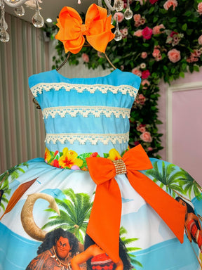 Vestido Infantil Temáticos Luxo Moana Modelo 2 - Leveza e Elegância para Meninas | Bebeloo Kids