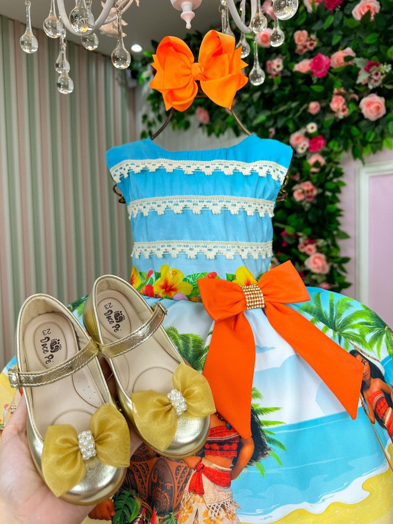 Vestido Infantil Temáticos Luxo Moana Modelo 2 - Leveza e Elegância para Meninas | Bebeloo Kids