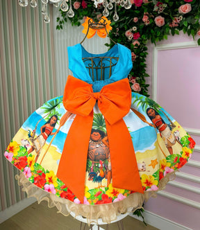 Vestido Infantil Temáticos Luxo Moana Modelo 2 - Leveza e Elegância para Meninas | Bebeloo Kids