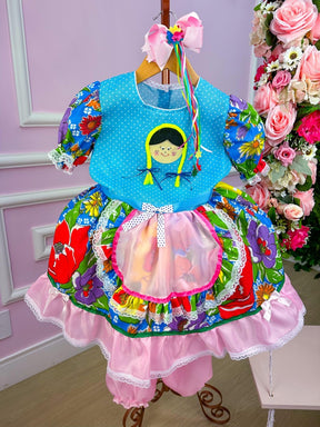 Vestido Junino Boneca Bruna - Leveza e Elegância para Meninas | Bebeloo Kids
