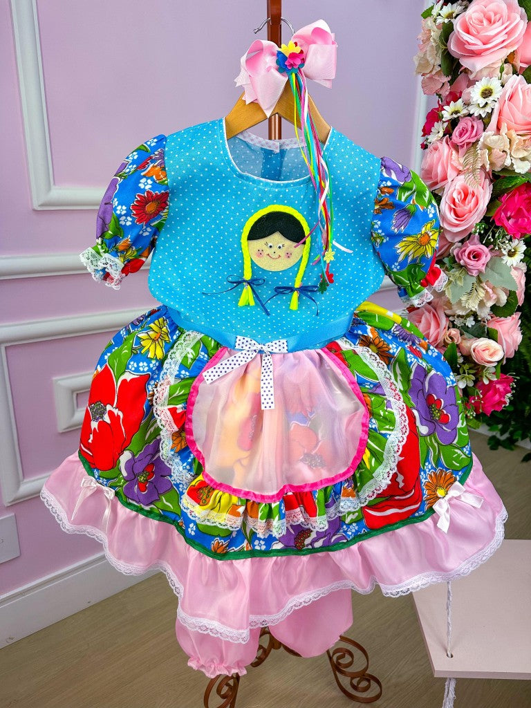 Vestido Junino Boneca Bruna - Leveza e Elegância para Meninas | Bebeloo Kids