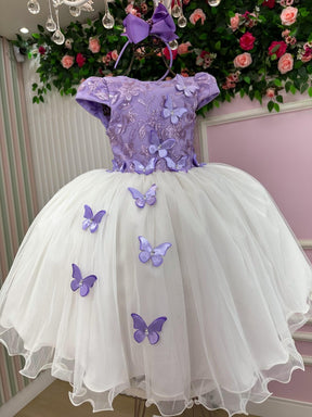Vestido Juvenil - Midi Vila Lele Sabrina Lilas e Off - Leveza e Elegância para Meninas | Bebeloo Kids
