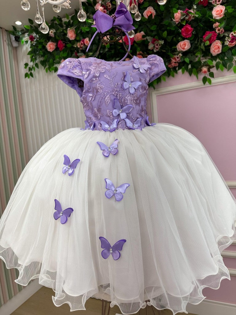 Vestido Juvenil - Midi Vila Lele Sabrina Lilas e Off - Leveza e Elegância para Meninas | Bebeloo Kids
