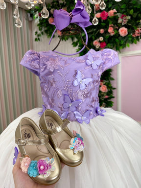Vestido Juvenil - Midi Vila Lele Sabrina Lilas e Off - Leveza e Elegância para Meninas | Bebeloo Kids