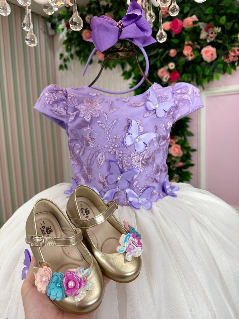 Vestido Juvenil - Midi Vila Lele Sabrina Lilas e Off - Leveza e Elegância para Meninas | Bebeloo Kids