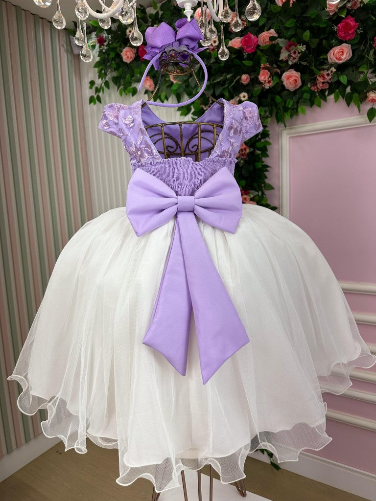 Vestido Juvenil - Midi Vila Lele Sabrina Lilas e Off - Leveza e Elegância para Meninas | Bebeloo Kids