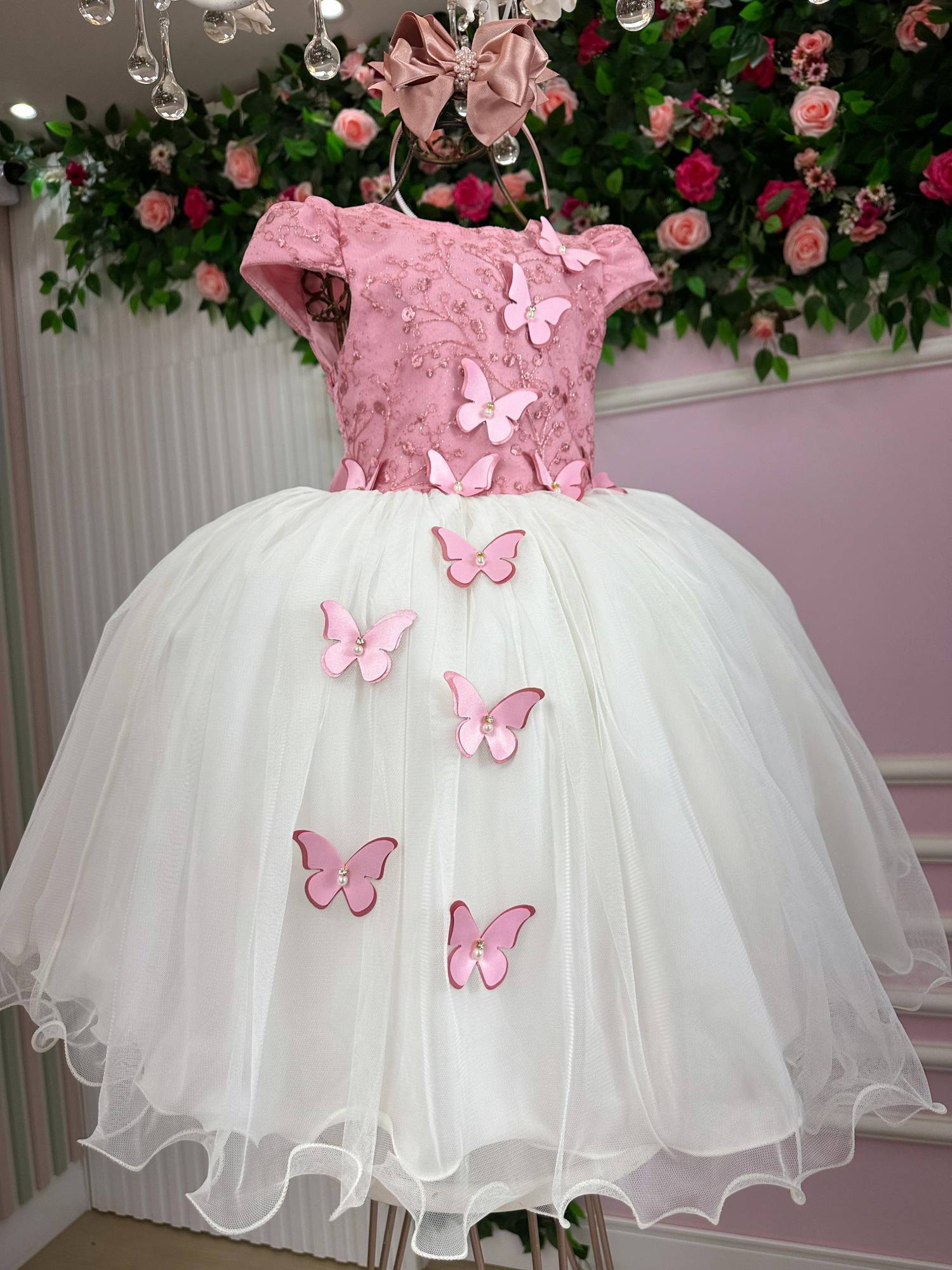 Vestido Juvenil - Midi Vila Lele Sabrina Rose e Off - Leveza e Elegância para Meninas | Bebeloo Kids