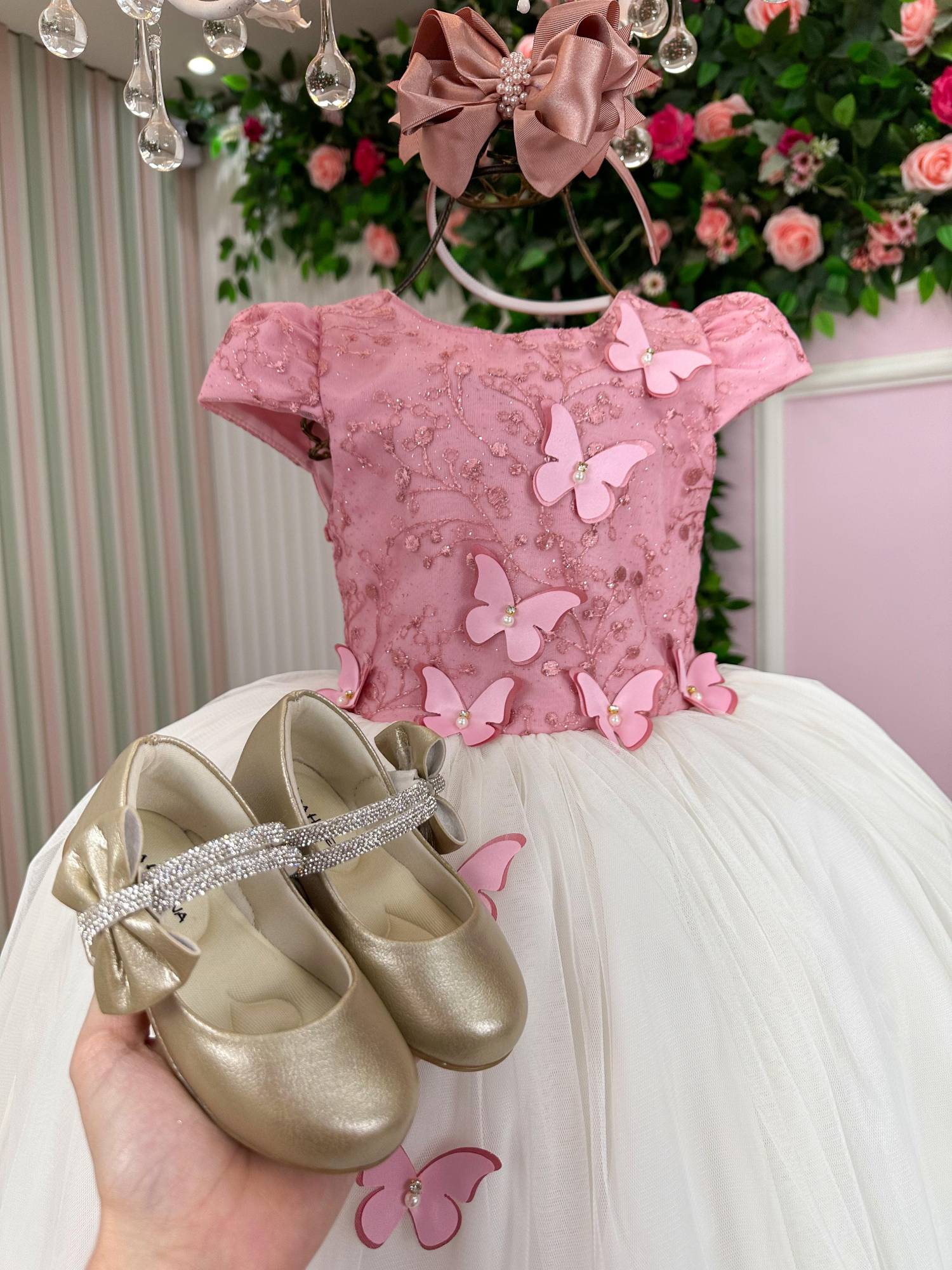 Vestido Juvenil - Midi Vila Lele Sabrina Rose e Off - Leveza e Elegância para Meninas | Bebeloo Kids