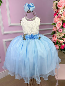 Vestido Juvenil Vila Lele Ivete Peito Off e Saia Azul Bebe - Leveza e Elegância para Meninas | Bebeloo Kids