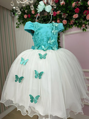 Vestido Juvenil - Midi Vila Lele Sabrina Verde Tiffany e Off - Leveza e Elegância para Meninas | Bebeloo Kids