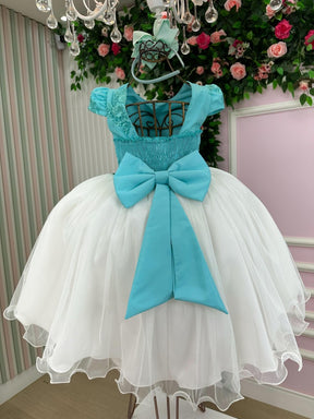 Vestido Juvenil - Midi Vila Lele Sabrina Verde Tiffany e Off - Leveza e Elegância para Meninas | Bebeloo Kids