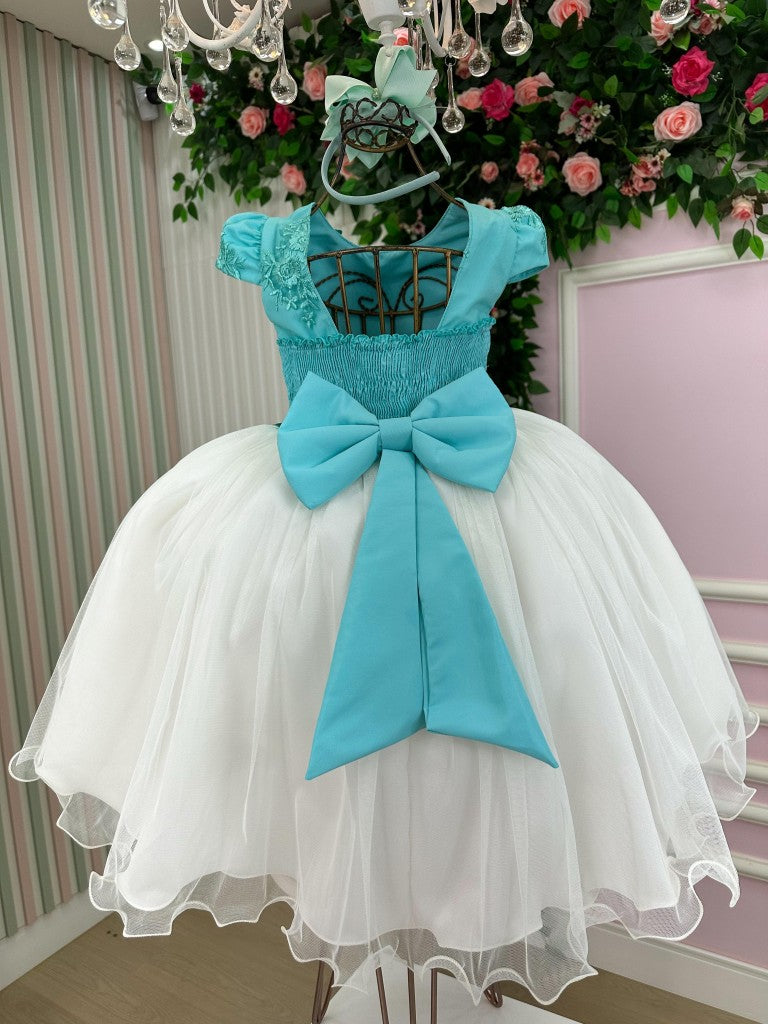 Vestido Juvenil - Midi Vila Lele Sabrina Verde Tiffany e Off - Leveza e Elegância para Meninas | Bebeloo Kids