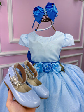 Vestido Juvenil Vila Lele Luiza Azul Bebe - Leveza e Elegância para Meninas | Bebeloo Kids