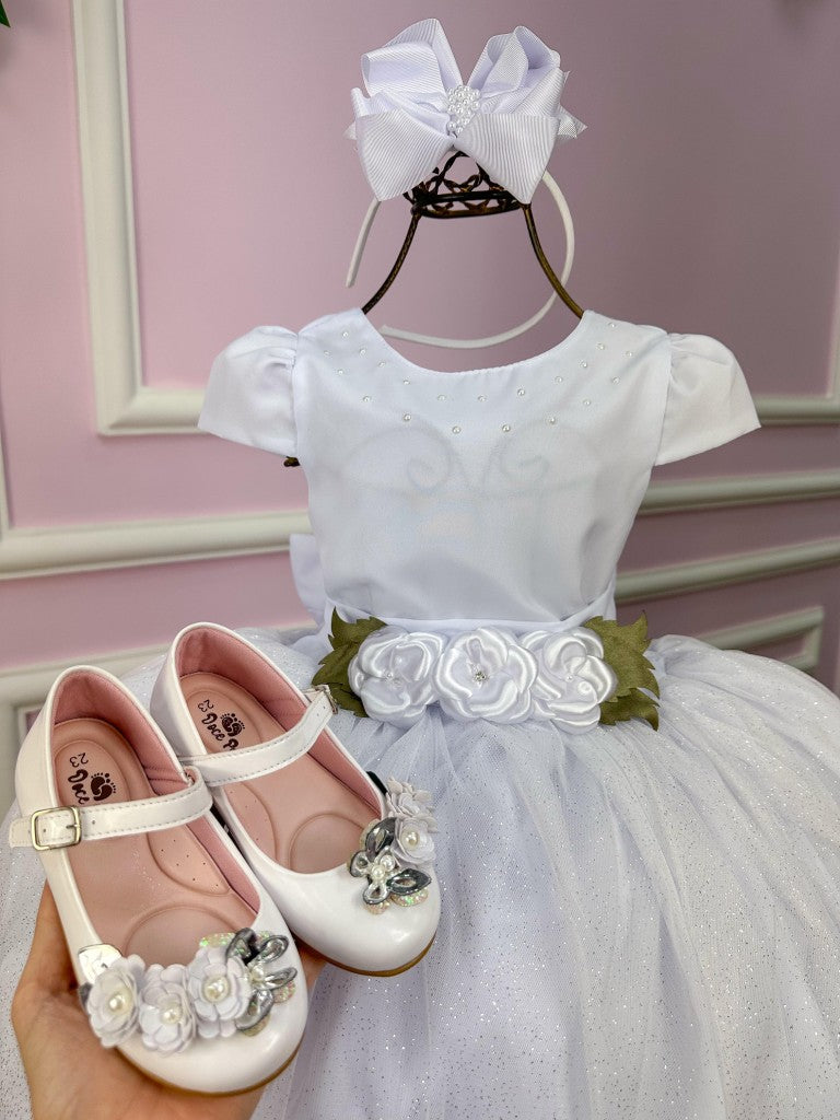 Vestido Juvenil Vila Lele Luiza Branco - Leveza e Elegância para Meninas | Bebeloo Kids
